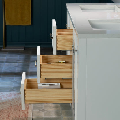 WOODBRIDGE 73" | Double Sink Bathroom Vanity | with Engineered Stone Top, Solid Wood Frame, Soft-Close Drawers