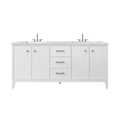 WOODBRIDGE 73" | Double Sink Bathroom Vanity | with Engineered Stone Top, Solid Wood Frame, Soft-Close Drawers