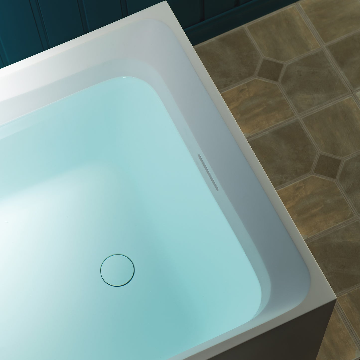WOODBRIDGE 51" ST-2501 | Luxury Contemporary Solid Surface Stone Resin Freestanding Soaking Bathtub | Matte White Ergonomic Tub with Towel Bar & Dual Drain Covers