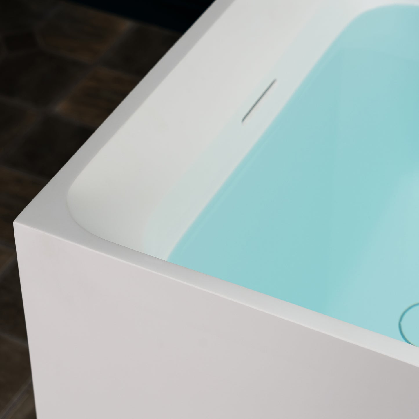 WOODBRIDGE 51" ST-2501 | Luxury Contemporary Solid Surface Stone Resin Freestanding Soaking Bathtub | Matte White Ergonomic Tub with Towel Bar & Dual Drain Covers