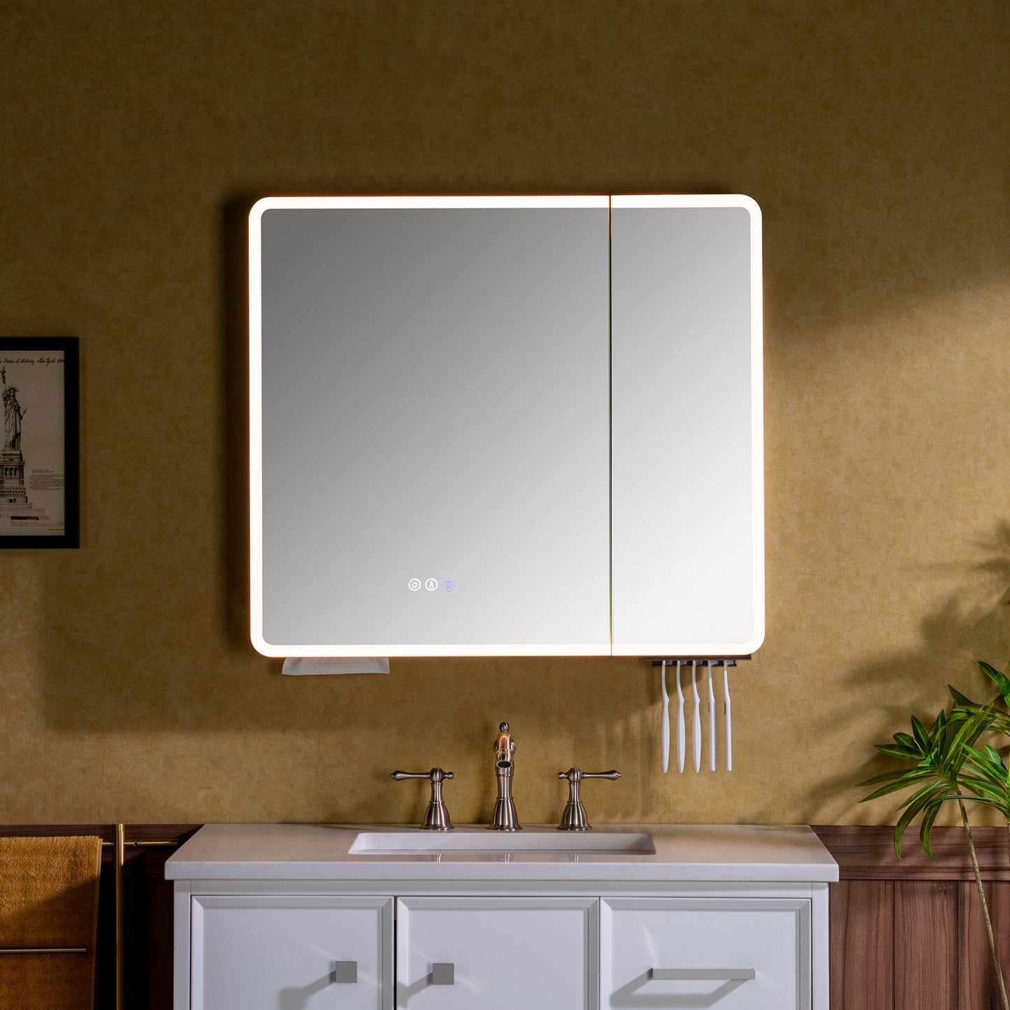 WOODBRIDGE | Modern Rectangular Medicine Cabinet | with LED Lighting, Anti-Fog Mirror & Smart Storage