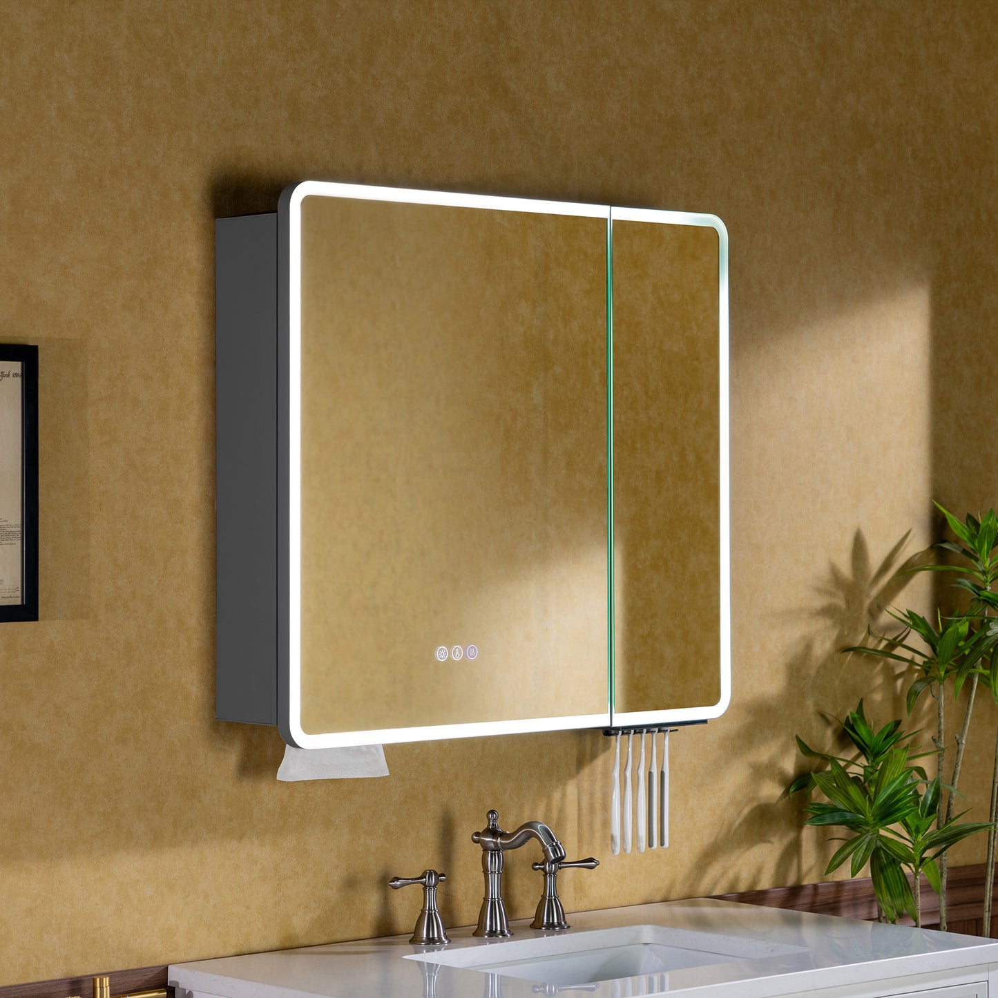WOODBRIDGE | Modern Rectangular Medicine Cabinet | with LED Lighting, Anti-Fog Mirror & Smart Storage