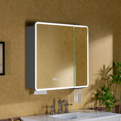 WOODBRIDGE | Modern Rectangular Medicine Cabinet | with LED Lighting, Anti-Fog Mirror & Smart Storage