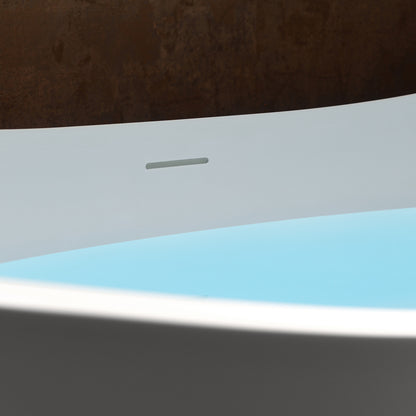 WOODBRIDGE 67" MST0804 | Luxury Contemporary Solid Surface Stone Resin Freestanding Bathtub | Matte White Modern Soaking Tub with Sleek Ergonomic Design