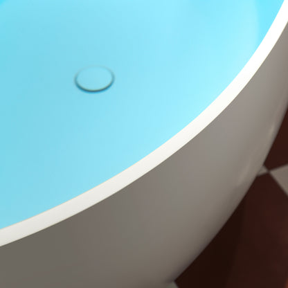 WOODBRIDGE 67" MST0804 | Luxury Contemporary Solid Surface Stone Resin Freestanding Bathtub | Matte White Modern Soaking Tub with Sleek Ergonomic Design
