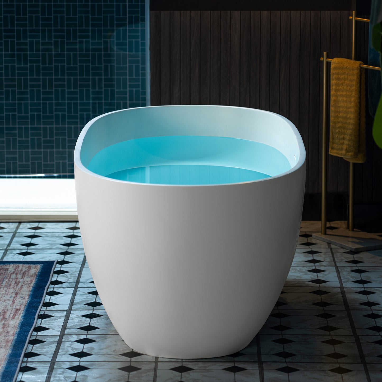WOODBRIDGE 63" MST0801 | Luxury Contemporary Solid Surface Stone Resin Freestanding Bathtub | Matte White Modern Soaking Tub with Sleek Ergonomic Design