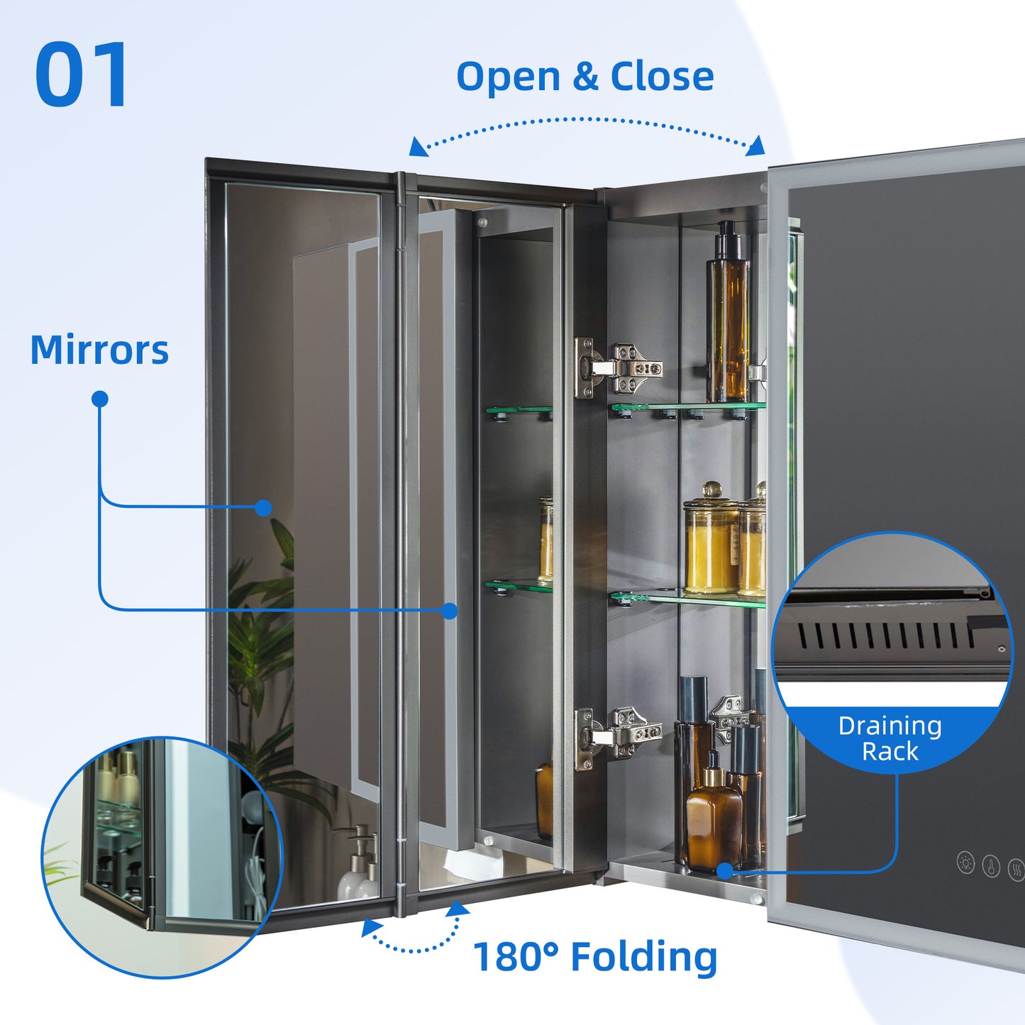 WOODBRIDGE | Smart Medicine Cabinet | with LED Lighting, Anti-Fog Mirror & Compact Bathroom Storage