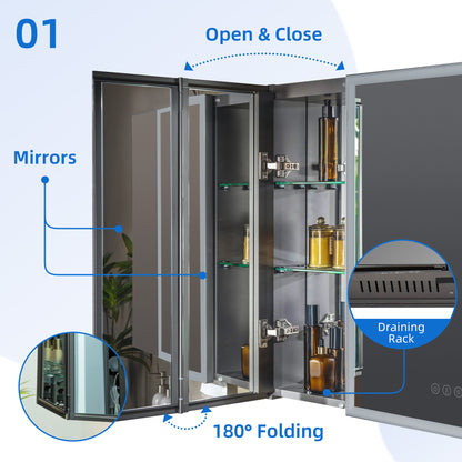 WOODBRIDGE | Smart Medicine Cabinet | with LED Lighting, Anti-Fog Mirror & Compact Bathroom Storage