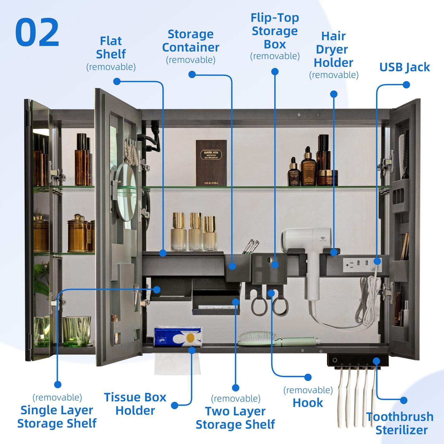 WOODBRIDGE | Smart Medicine Cabinet | with LED Lighting, Anti-Fog Mirror & Compact Bathroom Storage