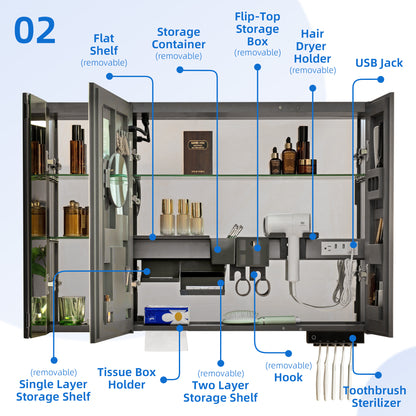 WOODBRIDGE | Smart Medicine Cabinet | with LED Lighting, Anti-Fog Mirror & Compact Bathroom Storage
