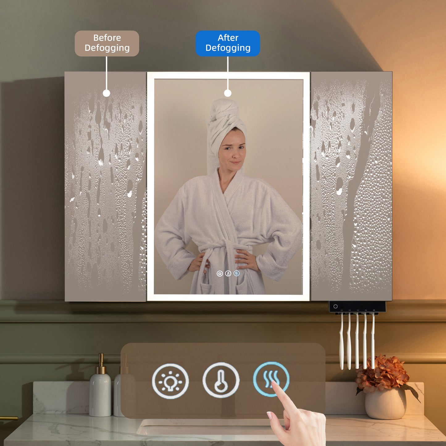 WOODBRIDGE | Smart Medicine Cabinet | with LED Lighting, Anti-Fog Mirror & Compact Bathroom Storage