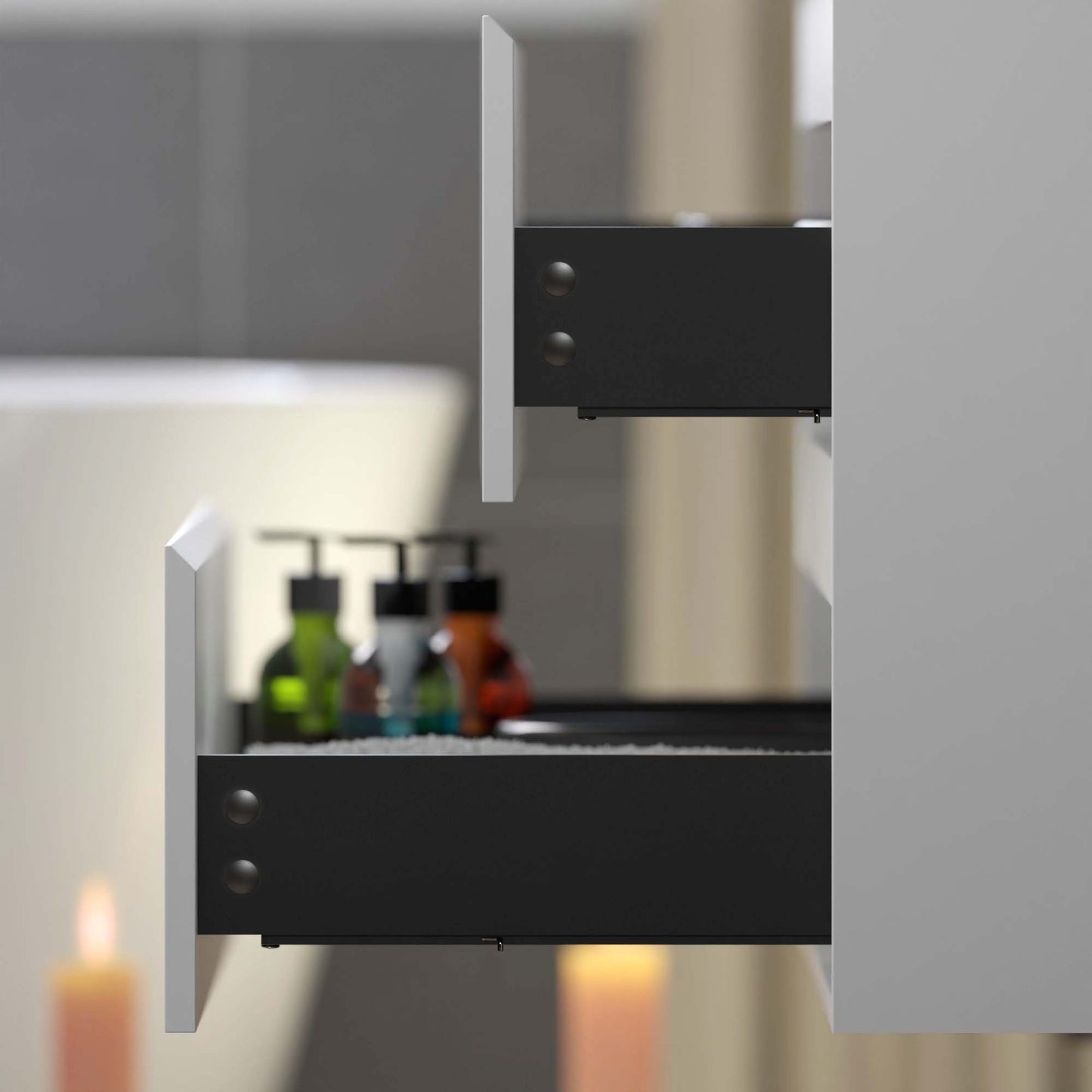 WOODBRIDGE | Wall-Mounted Floating Bathroom Vanity | Glossy White Resin Top | White Cabinet