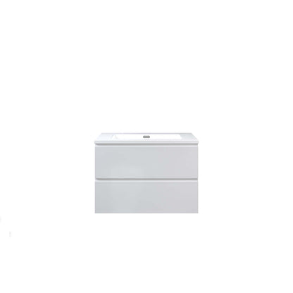 WOODBRIDGE | Wall-Mounted Floating Bathroom Vanity | Glossy White Resin Top | White Cabinet
