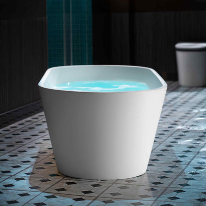 WOODBRIDGE 59" B0041-2.0 | Contemporary Freestanding Solid Surface Stone Resin Bathtub | Matte White Luxury Soaking Tub