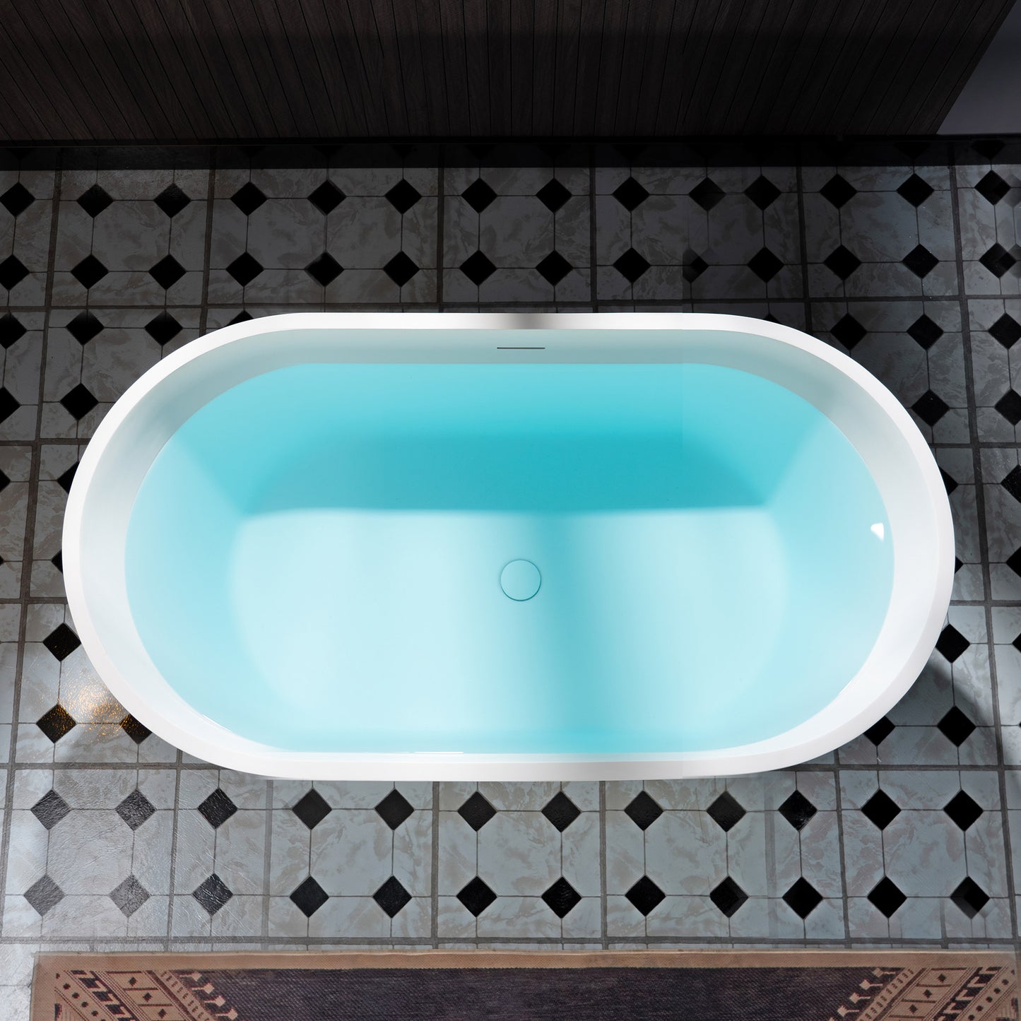 WOODBRIDGE 59" B0041-2.0 | Contemporary Freestanding Solid Surface Stone Resin Bathtub | Matte White Luxury Soaking Tub