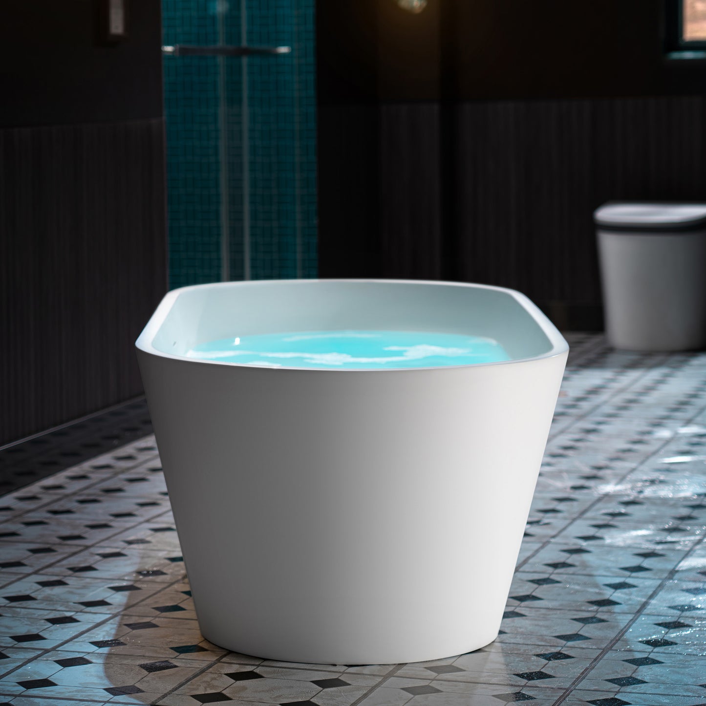 WOODBRIDGE 67" B0042-2.0 | Contemporary Freestanding Solid Surface Stone Resin Bathtub | Matte White Luxury Soaking Tub