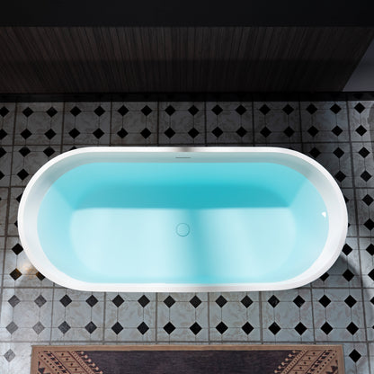 WOODBRIDGE 67" B0042-2.0 | Contemporary Freestanding Solid Surface Stone Resin Bathtub | Matte White Luxury Soaking Tub