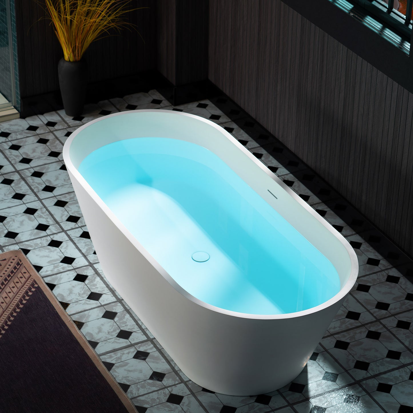 WOODBRIDGE 67" B0042-2.0 | Contemporary Freestanding Solid Surface Stone Resin Bathtub | Matte White Luxury Soaking Tub