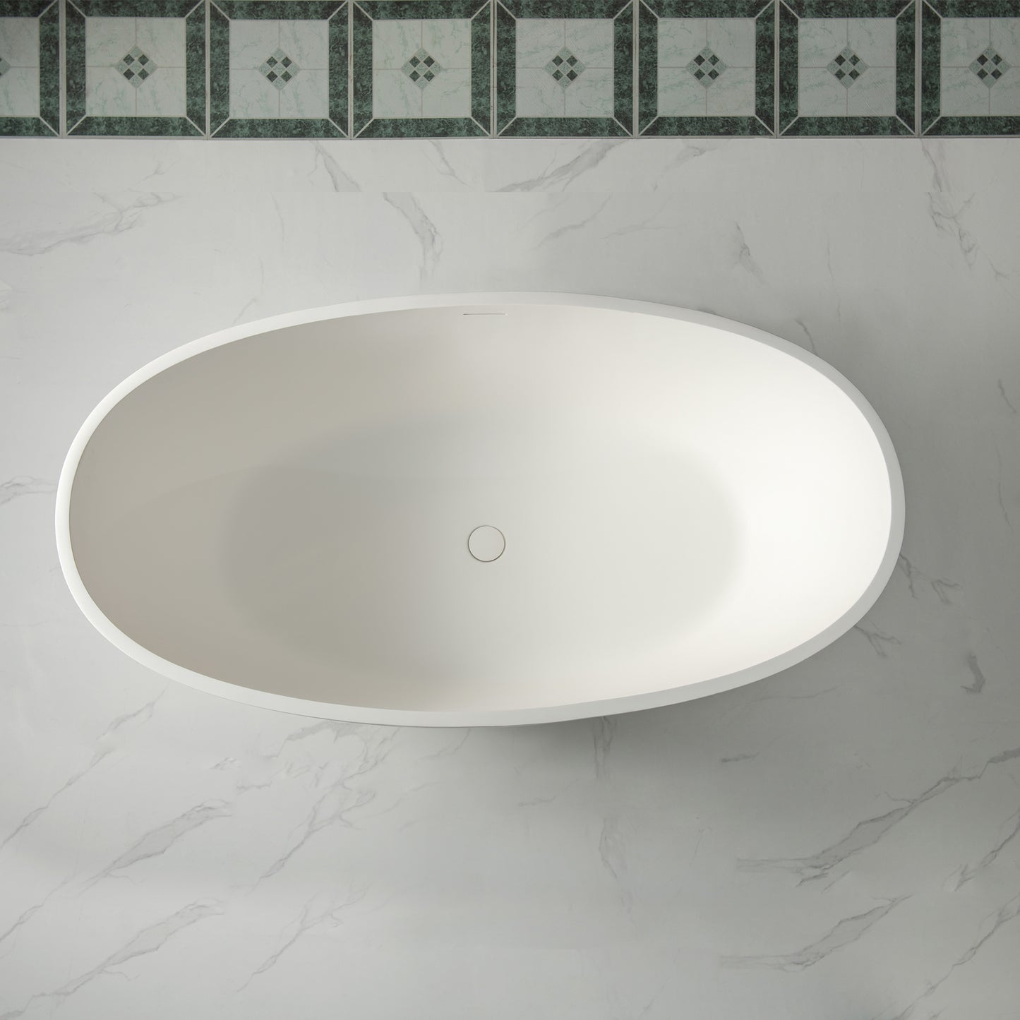 WOODBRIDGE 55" B0043-2.0 | Contemporary Freestanding Solid Surface Stone Resin Bathtub | Matte White Luxury Soaking Tub