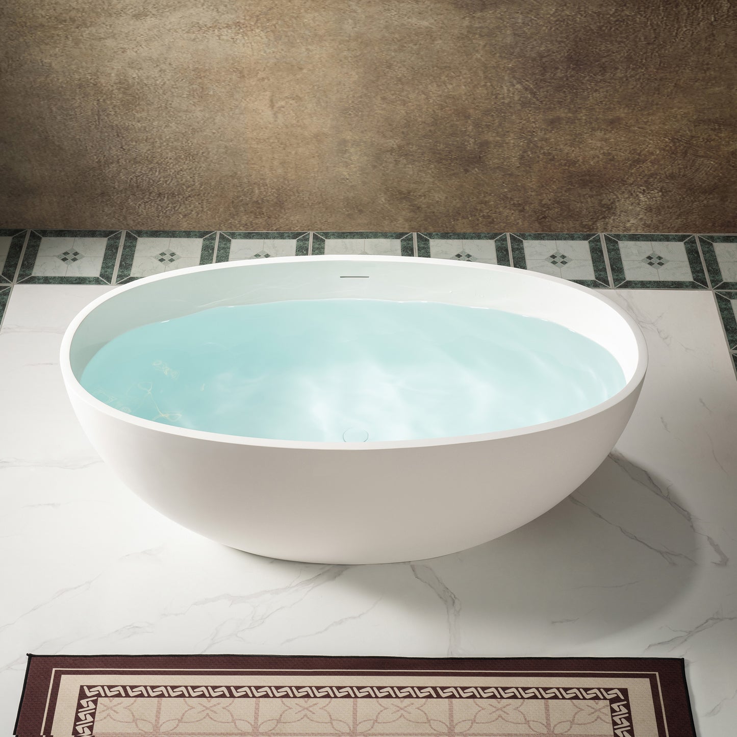 WOODBRIDGE 55" B0043-2.0 | Contemporary Freestanding Solid Surface Stone Resin Bathtub | Matte White Luxury Soaking Tub