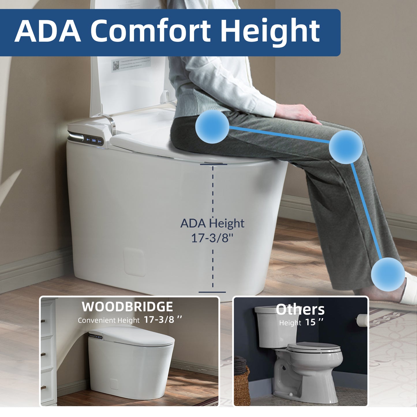 WOODBRIDGE GT100 | Smart Toilet | with Auto Open/Close, Heated Seat & Auto Flush | ADA Standard Height
