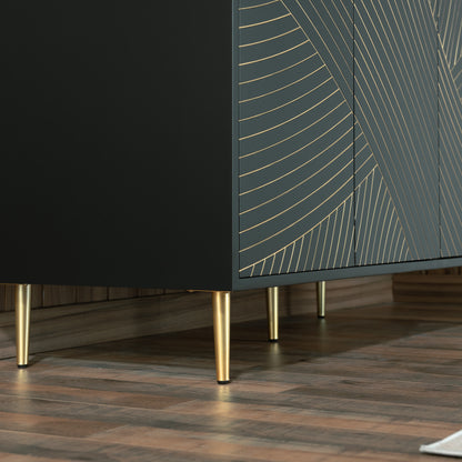 WOODBRIDGE 48" Dubai-BG-48 | Modern Bathroom Vanity | with Round Ceramic Vessel Sink, Black Engineered Stone Top, Matte Black Finish, Gold Accents & Slim Frame Design