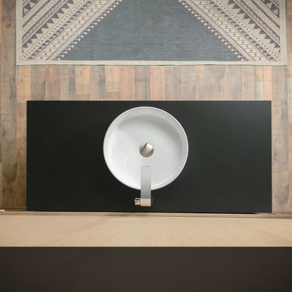 WOODBRIDGE 48" Dubai-BG-48 | Modern Bathroom Vanity | with Round Ceramic Vessel Sink, Black Engineered Stone Top, Matte Black Finish, Gold Accents & Slim Frame Design