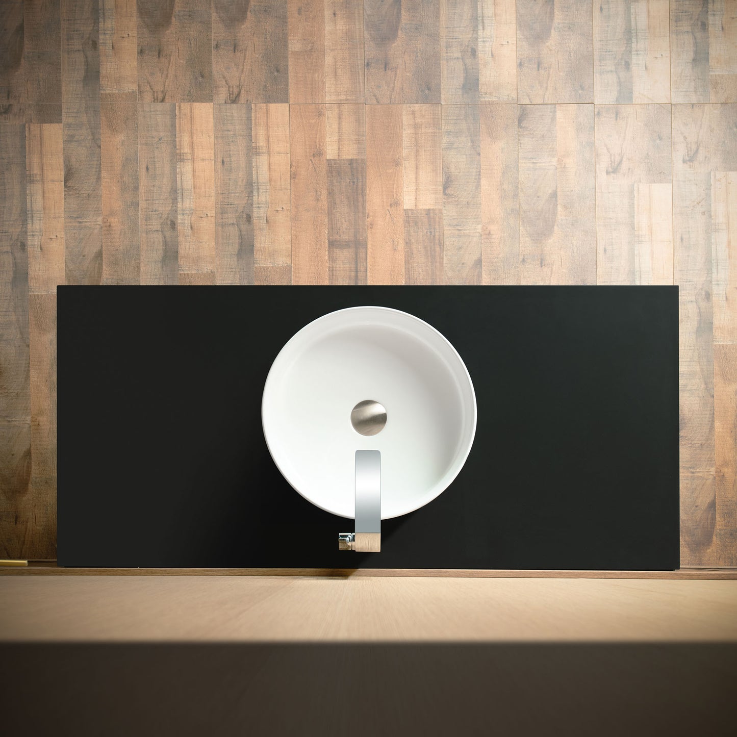 WOODBRIDGE 48" Dubai-BG-48FW | Wall-Mounted Floating Bathroom Vanity with Black Stone Top & Round Vessel Sink