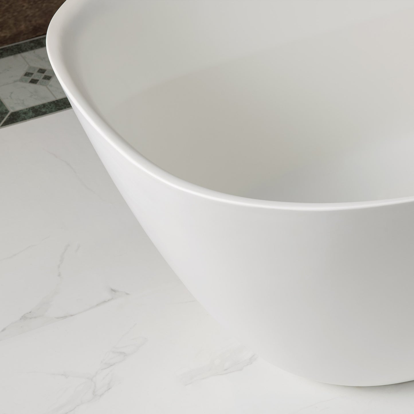 WOODBRIDGE 59" B0047-2.0 | Contemporary Freestanding Solid Surface Stone Resin Bathtub |  Matte White Luxury Soaking Tub