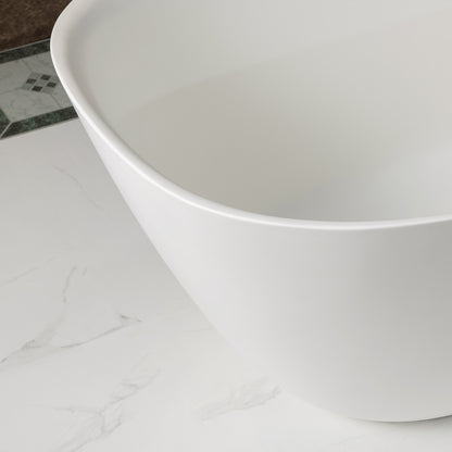 WOODBRIDGE 59" B0047-2.0 | Contemporary Freestanding Solid Surface Stone Resin Bathtub |  Matte White Luxury Soaking Tub