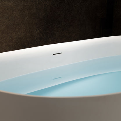 WOODBRIDGE 59" B0047-2.0 | Contemporary Freestanding Solid Surface Stone Resin Bathtub |  Matte White Luxury Soaking Tub