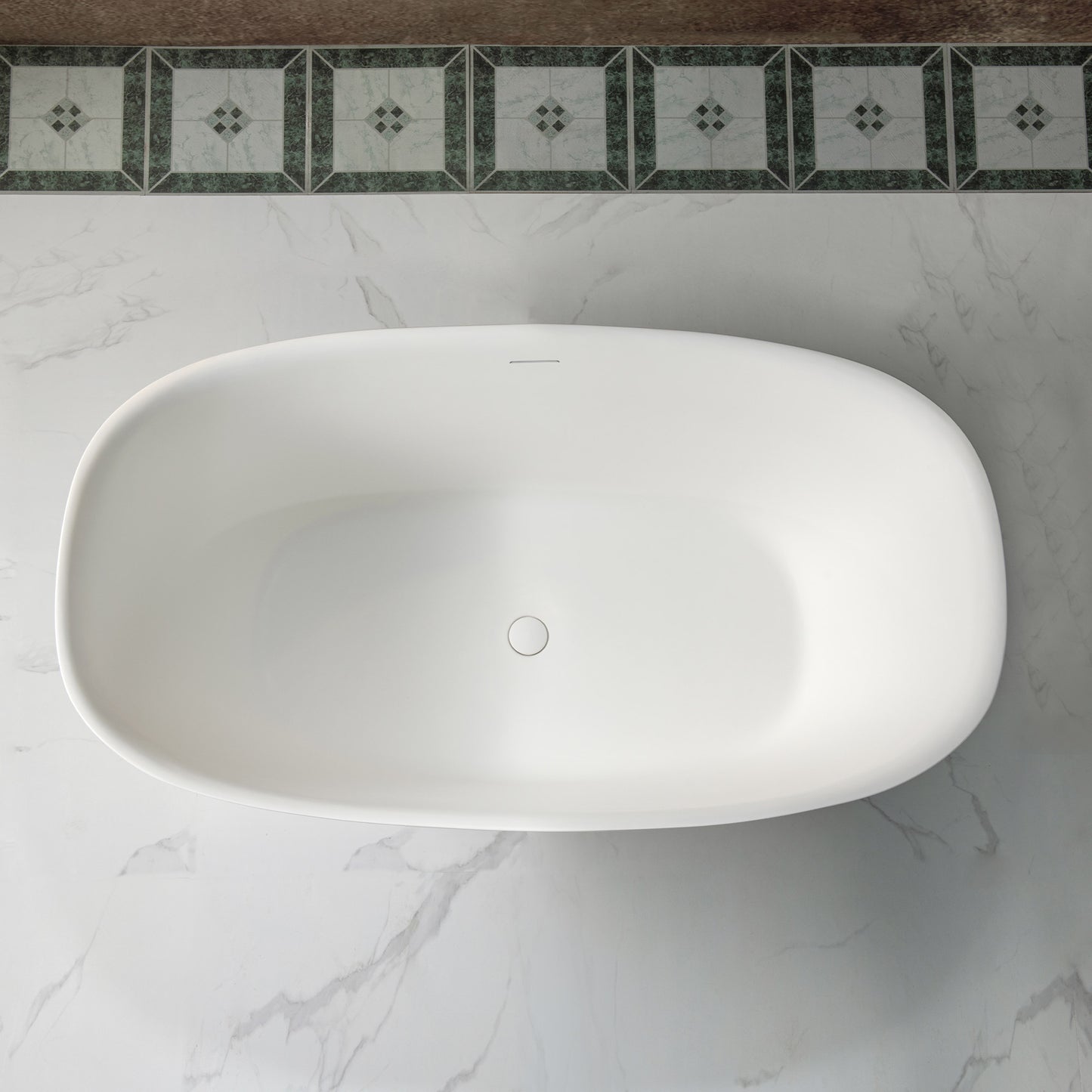 WOODBRIDGE 59" B0047-2.0 | Contemporary Freestanding Solid Surface Stone Resin Bathtub |  Matte White Luxury Soaking Tub