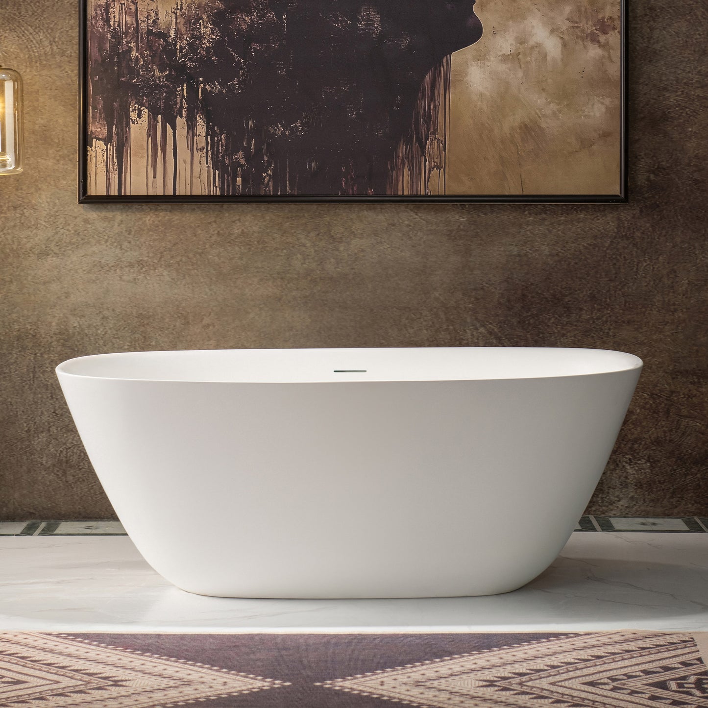 WOODBRIDGE 59" B0047-2.0 | Contemporary Freestanding Solid Surface Stone Resin Bathtub |  Matte White Luxury Soaking Tub