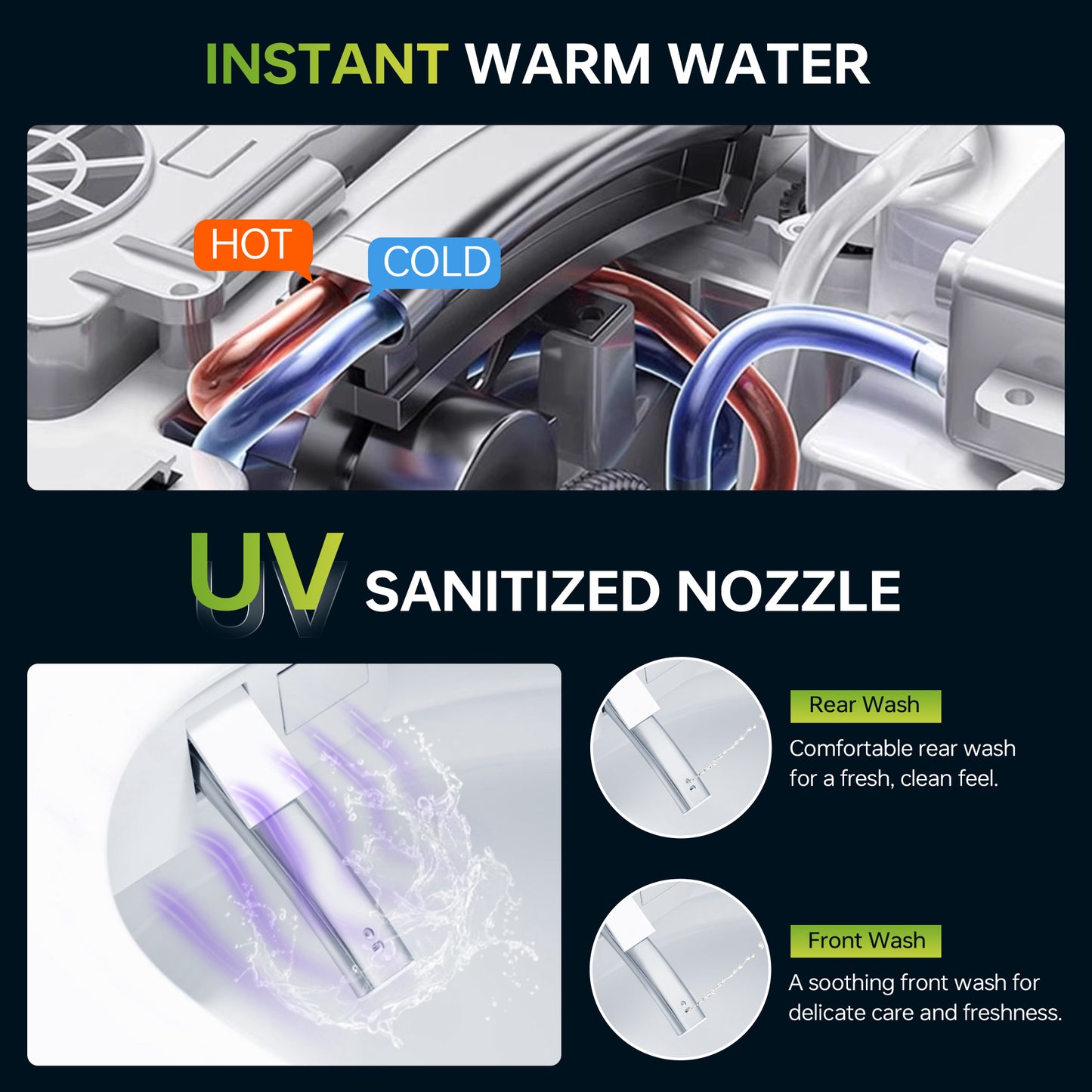 WOODBRIDGE GT071-2.0 |  ADA Height Smart Bidet Toilet | with Auto Lid, UV Nozzle & Warm Air Dryer
