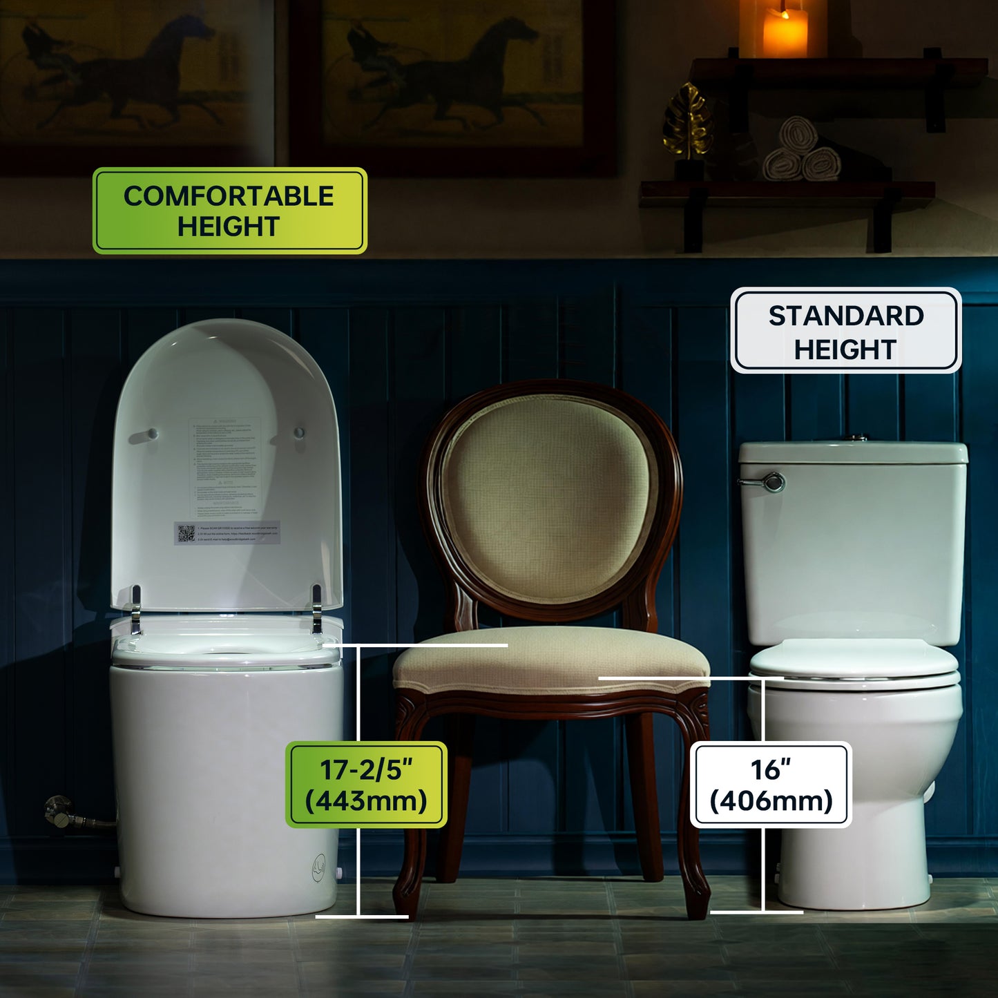 WOODBRIDGE GT071-2.0 |  ADA Height Smart Bidet Toilet | with Auto Lid, UV Nozzle & Warm Air Dryer