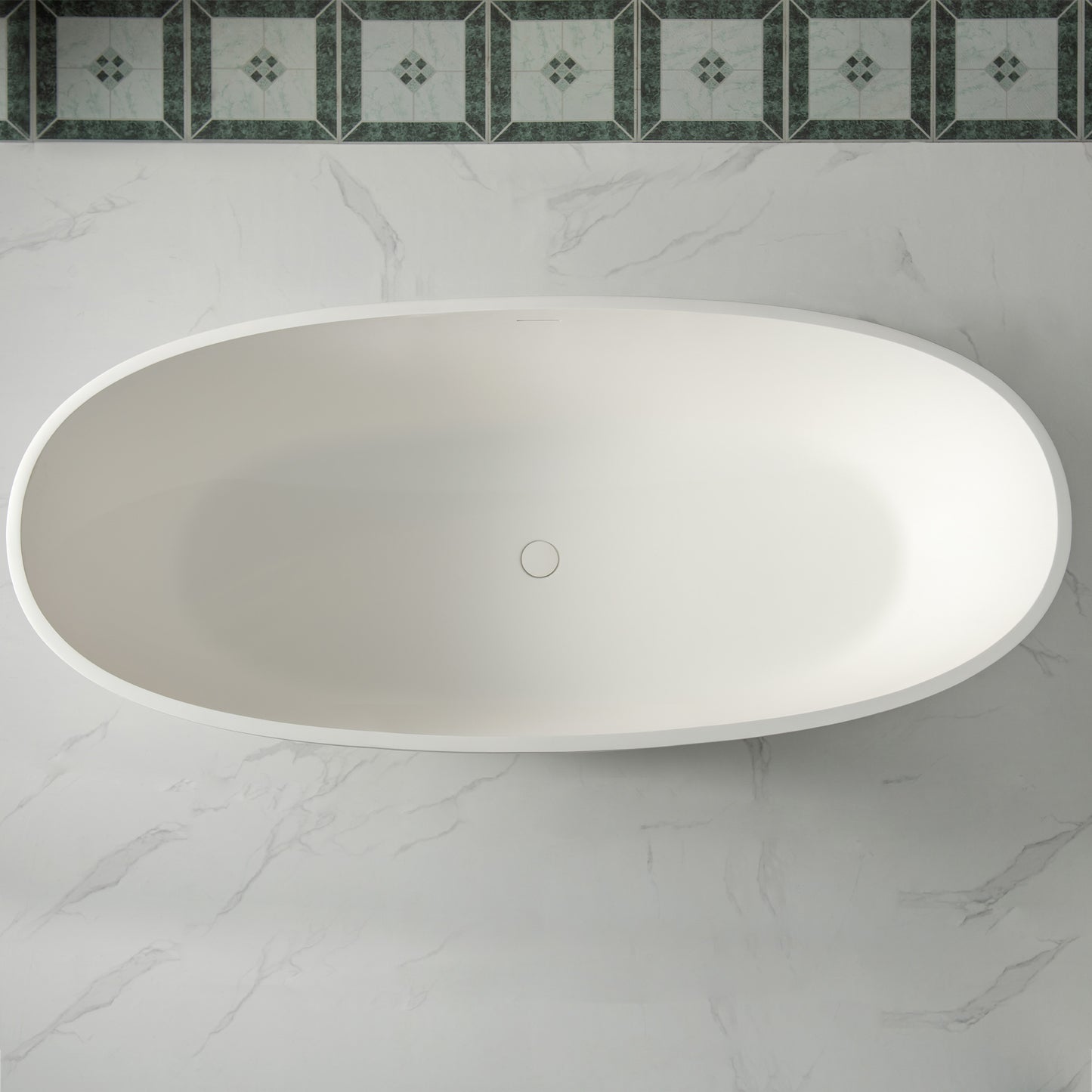 WOODBRIDGE 71" MST0805 | Luxury Contemporary Solid Surface Stone Resin Freestanding Bathtub | Matte White Modern Soaking Tub with Sleek Ergonomic Design