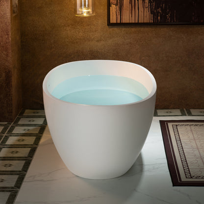 WOODBRIDGE 71" MST0805 | Luxury Contemporary Solid Surface Stone Resin Freestanding Bathtub | Matte White Modern Soaking Tub with Sleek Ergonomic Design