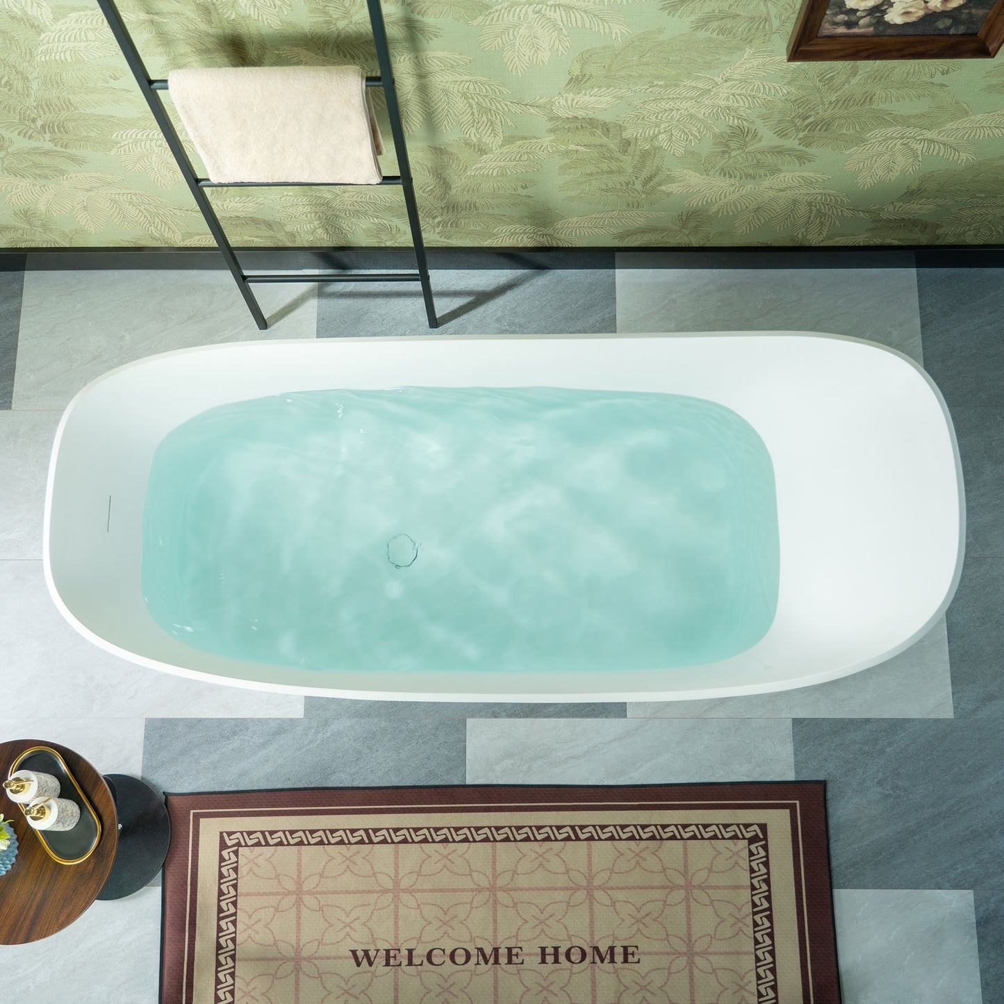 WOODBRIDGE 71" MST0806 | Luxury Contemporary Solid Surface Stone Resin Freestanding Bathtub | Matte White Modern Soaking Tub with Elegant Ergonomic Design