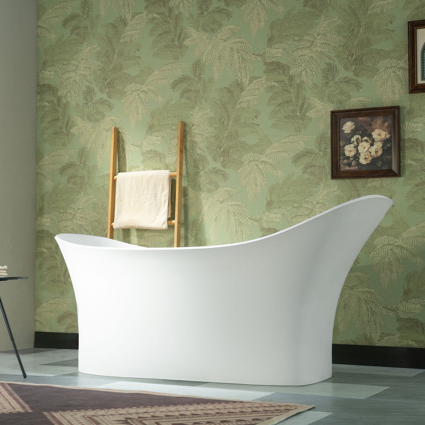 WOODBRIDGE 71" MST0806 | Luxury Contemporary Solid Surface Stone Resin Freestanding Bathtub | Matte White Modern Soaking Tub with Elegant Ergonomic Design