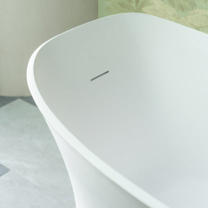 WOODBRIDGE 71" MST0806 | Luxury Contemporary Solid Surface Stone Resin Freestanding Bathtub | Matte White Modern Soaking Tub with Elegant Ergonomic Design