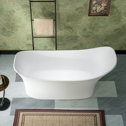 WOODBRIDGE 71" MST0806 | Luxury Contemporary Solid Surface Stone Resin Freestanding Bathtub | Matte White Modern Soaking Tub with Elegant Ergonomic Design