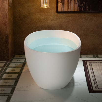 WOODBRIDGE 61" B0044-2.0 | Contemporary Freestanding Solid Surface Stone Resin Bathtub | Matte White Luxury Soaking Tub