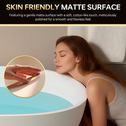 WOODBRIDGE 61" B0044-2.0 | Contemporary Freestanding Solid Surface Stone Resin Bathtub | Matte White Luxury Soaking Tub