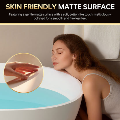 WOODBRIDGE 55" B0043-2.0 | Contemporary Freestanding Solid Surface Stone Resin Bathtub | Matte White Luxury Soaking Tub