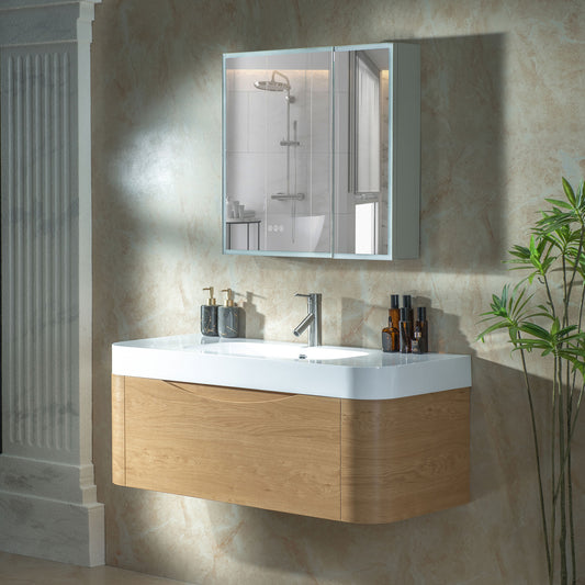 WOODBRIDGE 48" Lucus-48-WH | Wall-Mounted Floating Bathroom Vanity | White Resin Top & Wood Finish