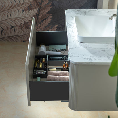 WOODBRIDGE 48" Mist-48-WH | Wall-Mounted Floating Bathroom Vanity with White Integrated Sink & Gray Cabinet