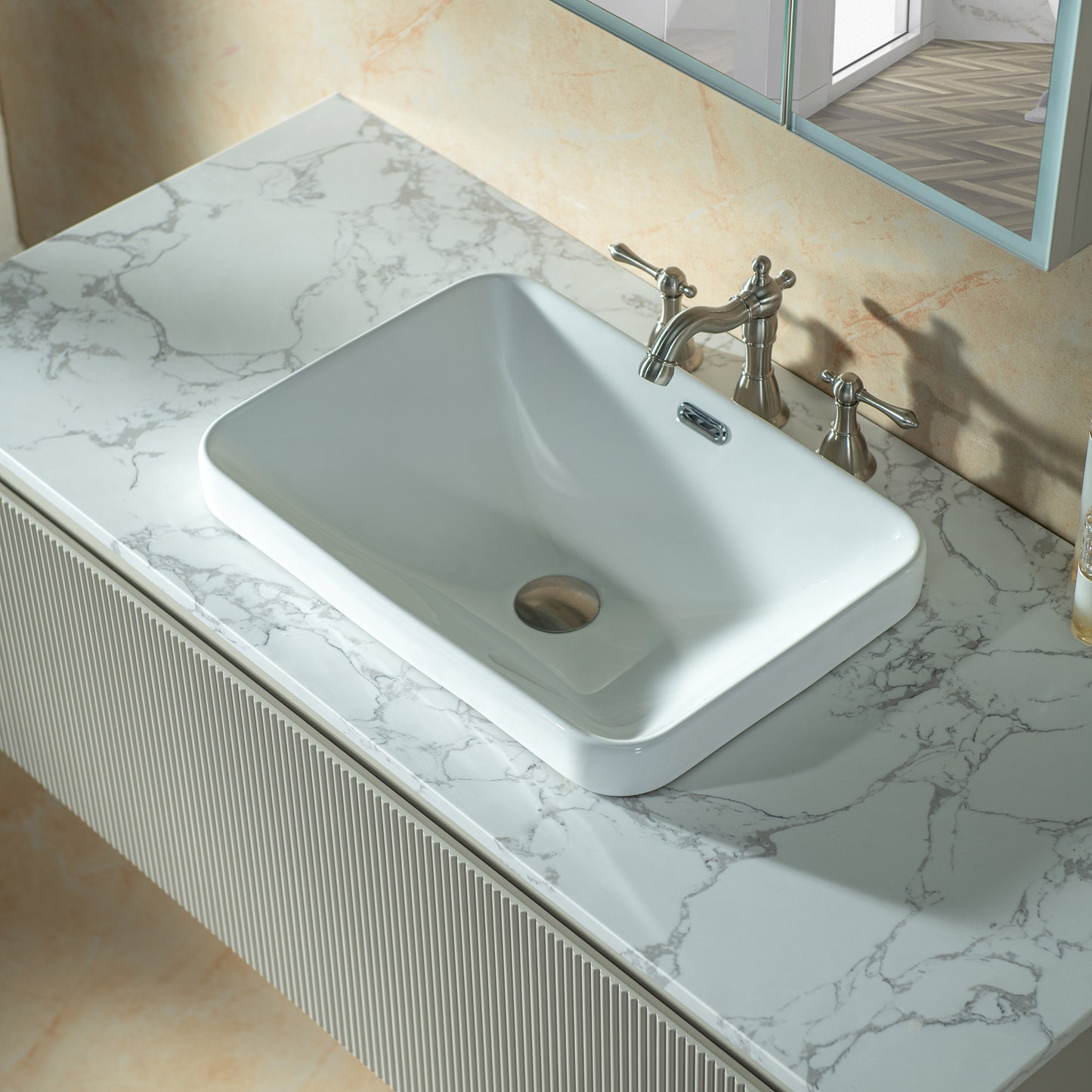 WOODBRIDGE 48" Mist-48-WH | Wall-Mounted Floating Bathroom Vanity with White Integrated Sink & Gray Cabinet