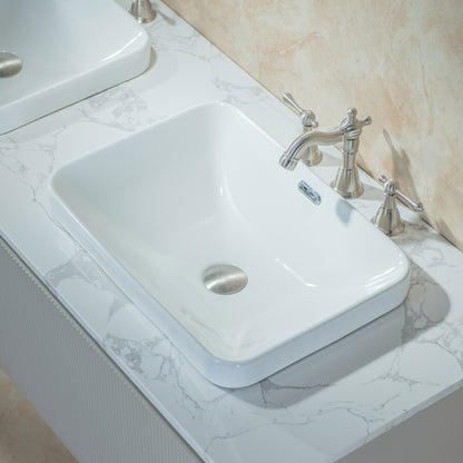 WOODBRIDGE 60" Mist-60D-WH | Wall-Mounted Floating Double Bathroom Vanity with Integrated White Sinks & Gray Cabinet