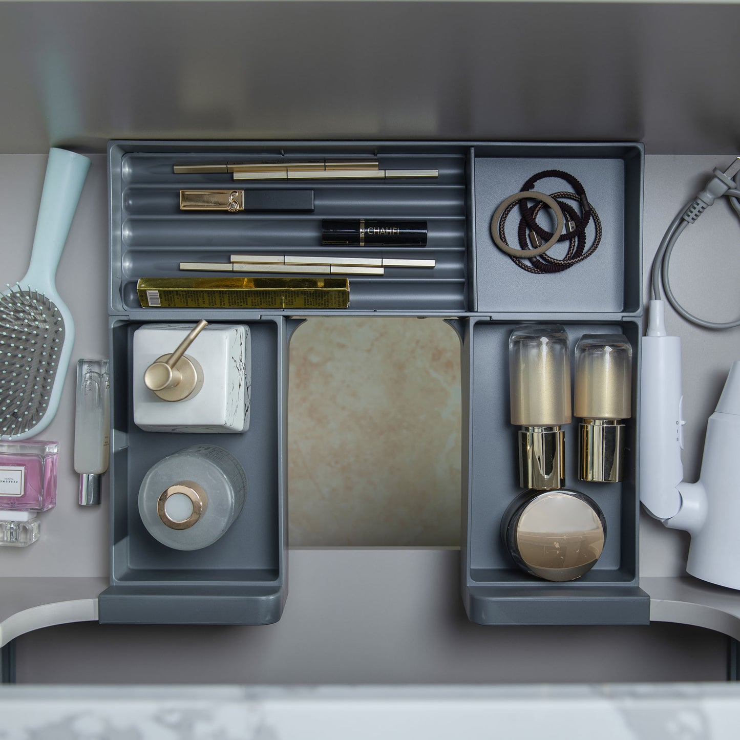 WOODBRIDGE 60" Mist-60D-WH | Wall-Mounted Floating Double Bathroom Vanity with Integrated White Sinks & Gray Cabinet