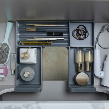 WOODBRIDGE 60" Mist-60D-WH | Wall-Mounted Floating Double Bathroom Vanity with Integrated White Sinks & Gray Cabinet